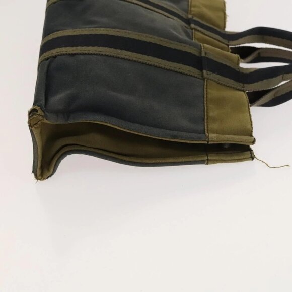 HERMES Fourre Tout Hand Bag Canvas 2Set Green Black Auth ti3372 - Picture 8 of 16